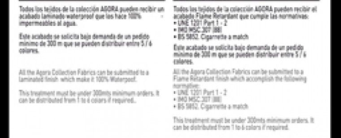 Agora FINISH presenta acabados: Flame Retardant y Waterproof